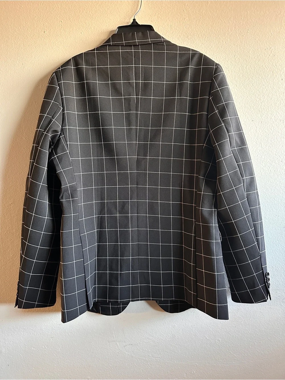 Coofandy men’s white and black plaid blazer jacket NWT size S